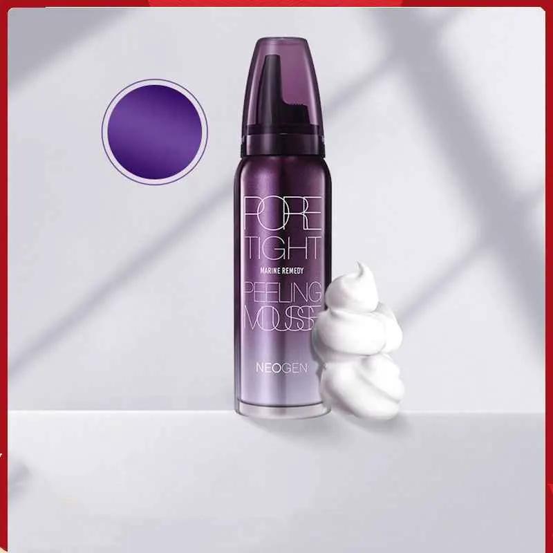 NEOGEN Pore-Tight Cleansing Mousse bottle in purple gradient with white foam, 80g, facial cleanser