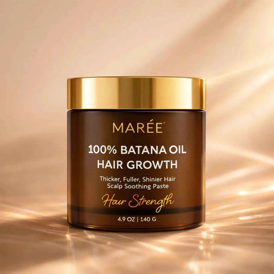 Marée Batana Hair Growth Paste jar with gold lid, RadiantRoots brand