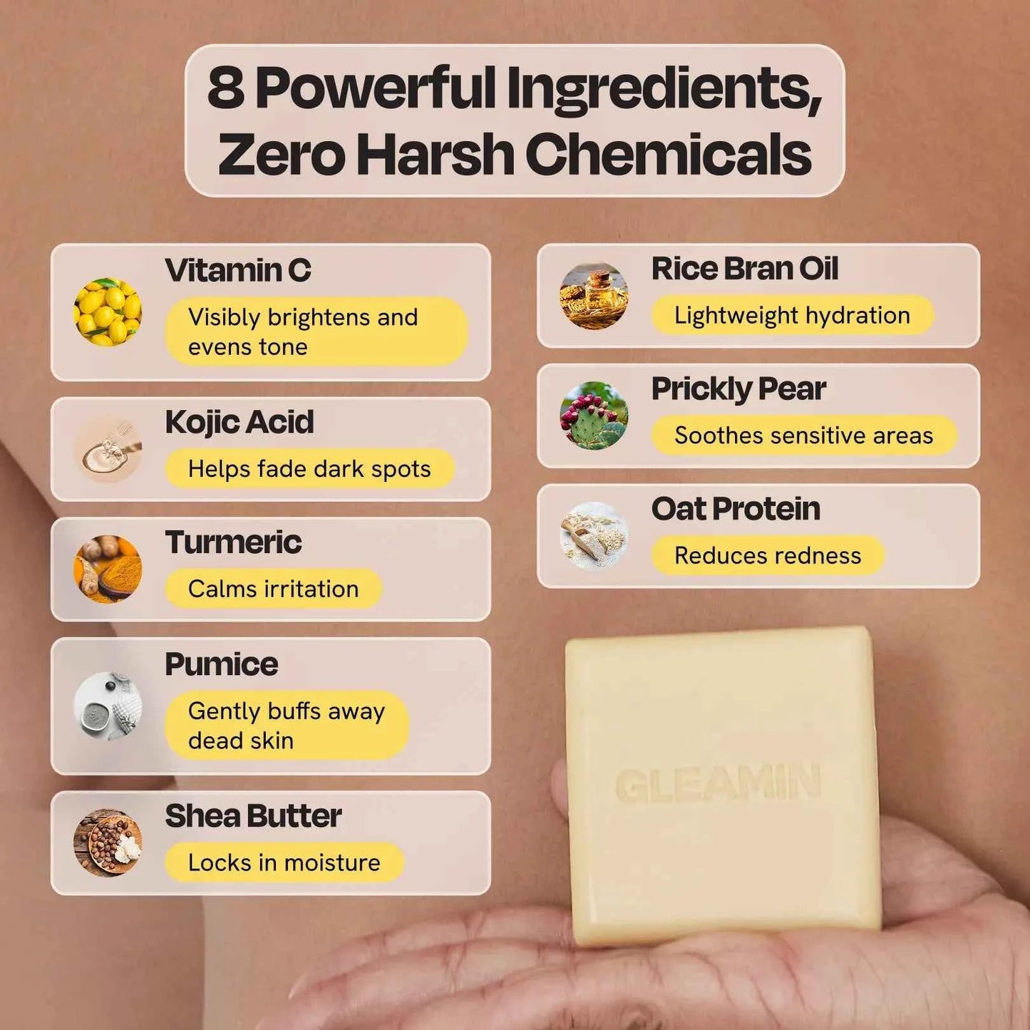 Glow Body Bar Brightening Exfoliating Soap for Smoother Even Skin