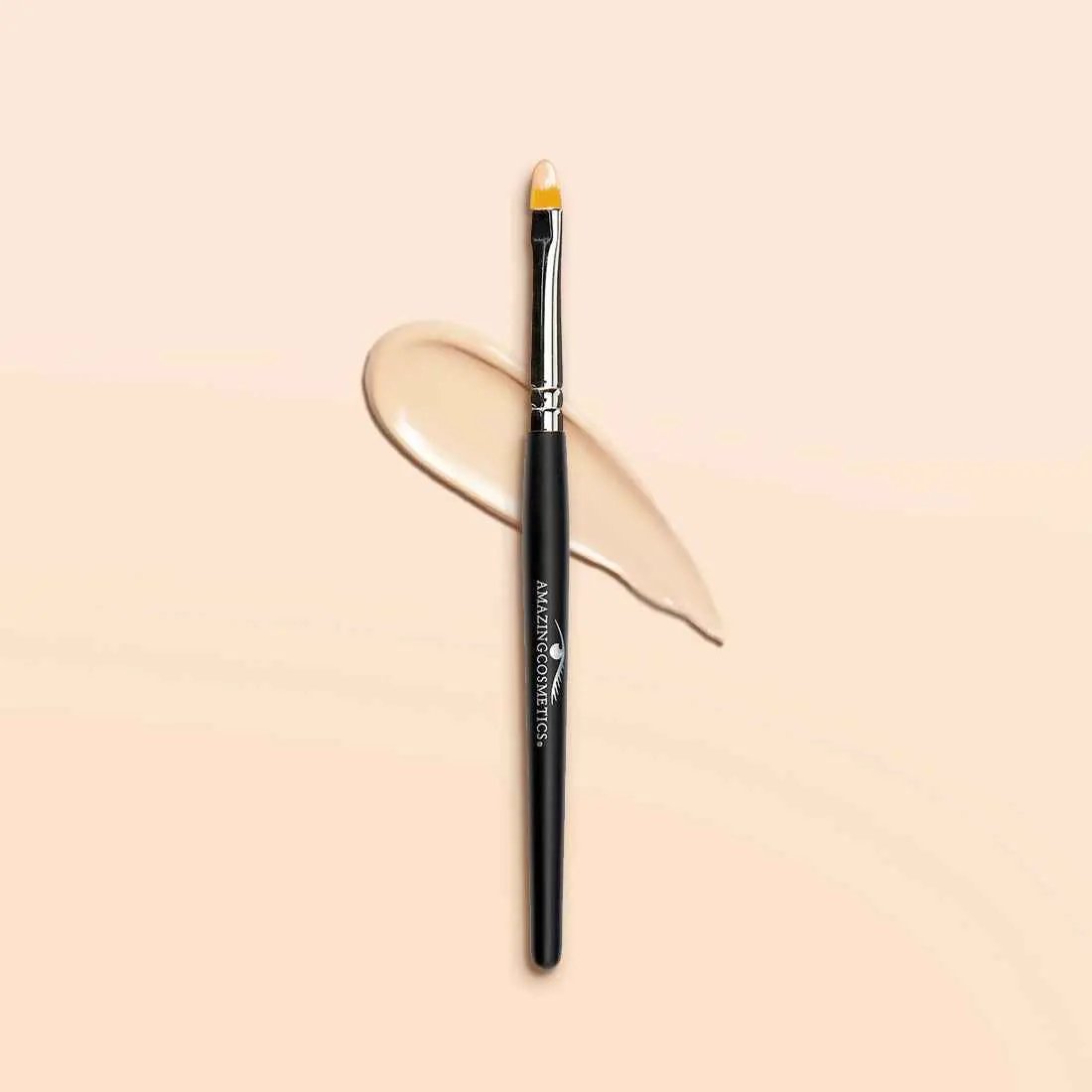 Concealer brush by AmazingCosmetics; black handle with silver ferrule, beige brush tip.