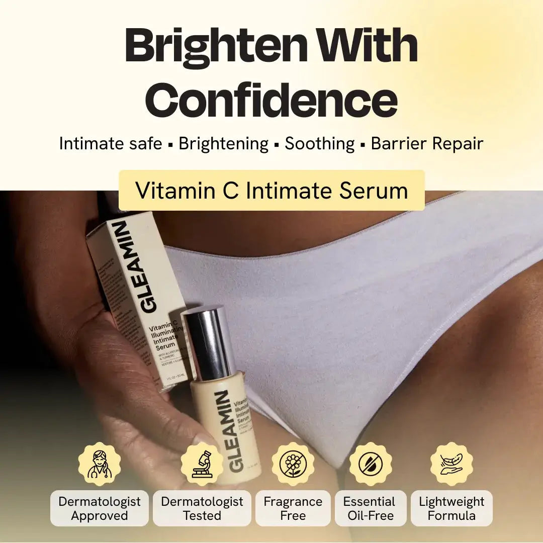 Gleamin Vitamin C Intimate Serum body oil; boxed set with bottle and box (2 items)