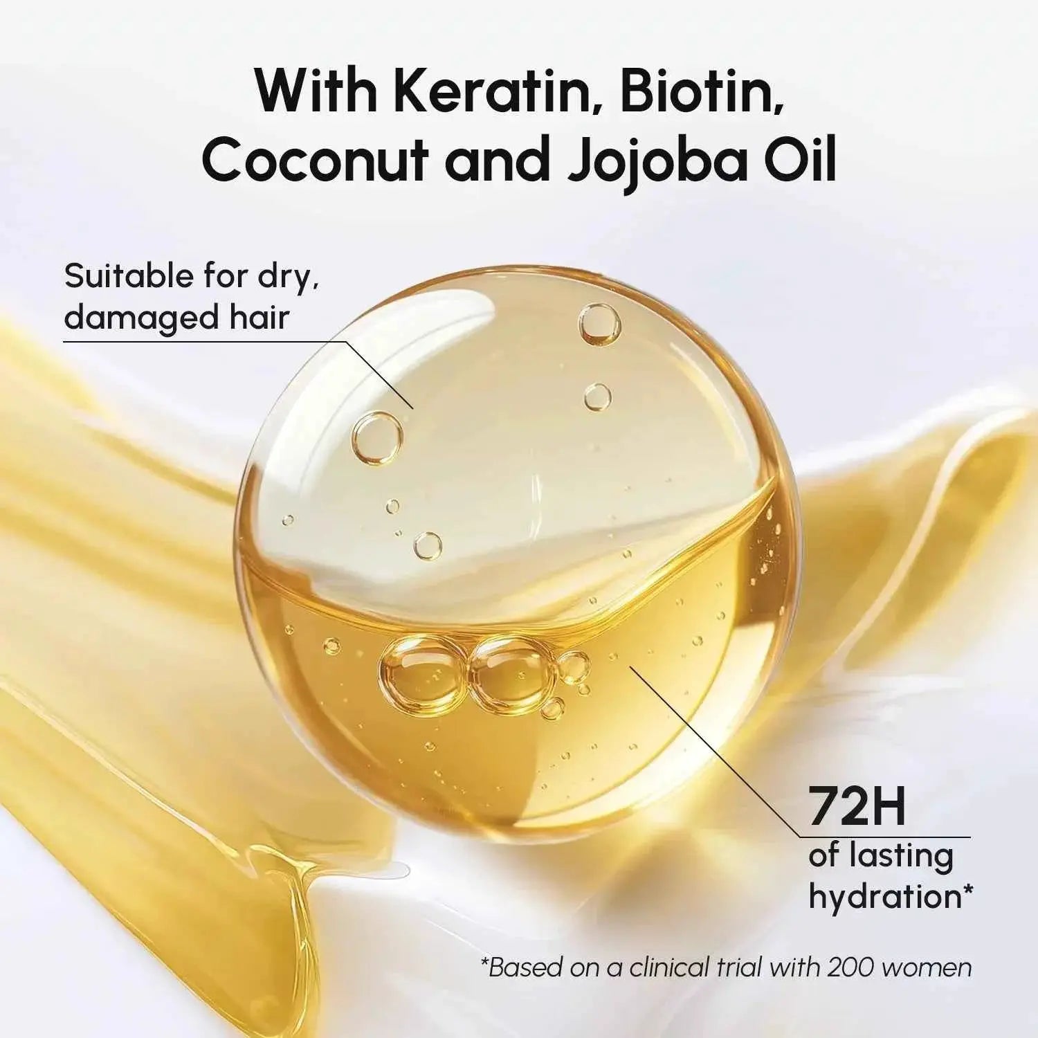 Deep Hydrating Coconut Conditioner by Maree, yellow coconut-oil illustration.