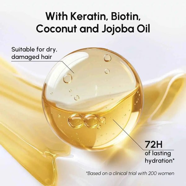 Deep Hydrating Coconut Conditioner by Maree, yellow coconut-oil illustration.