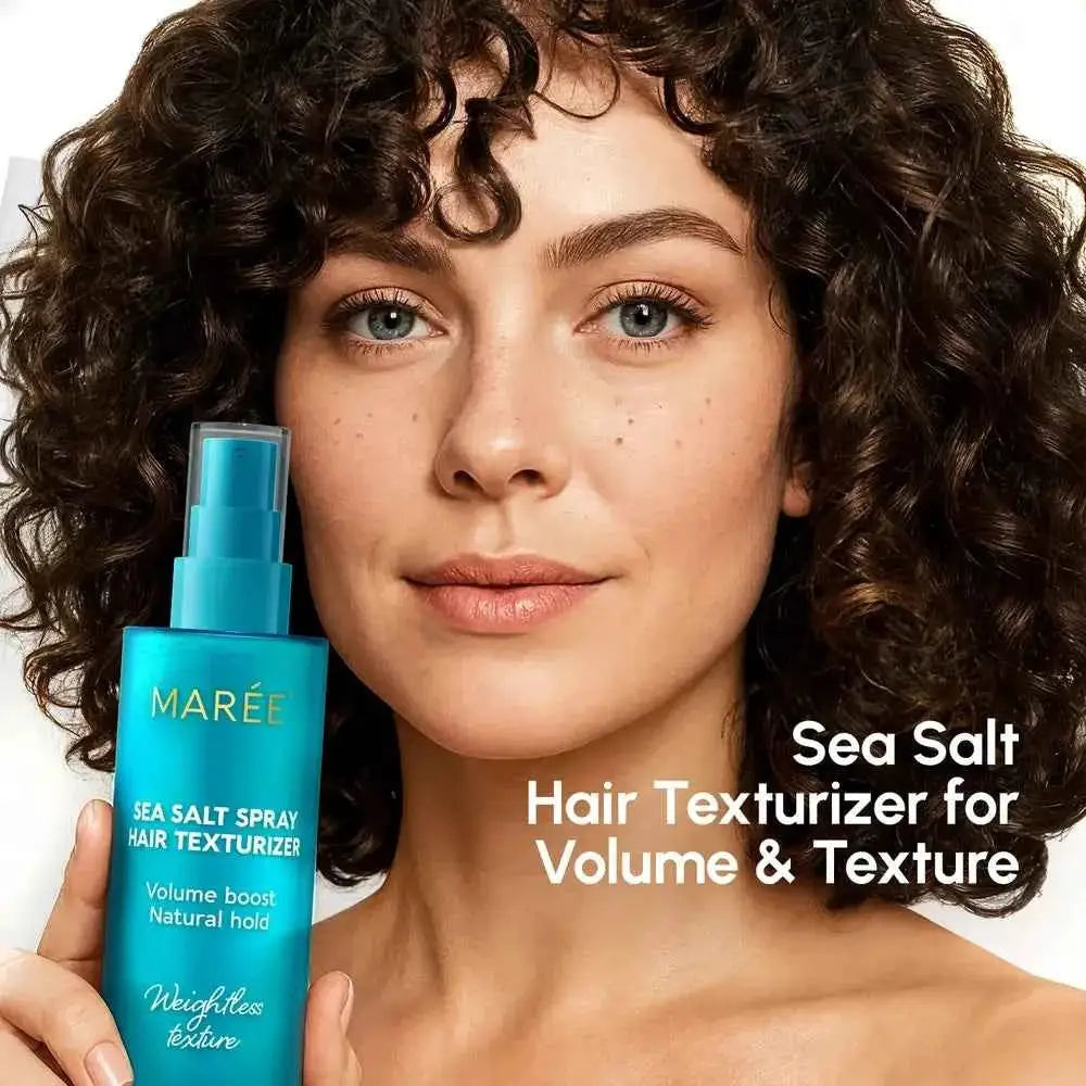 Mareé Sea Salt Hair Texturizer spray in teal bottle for volume and texture