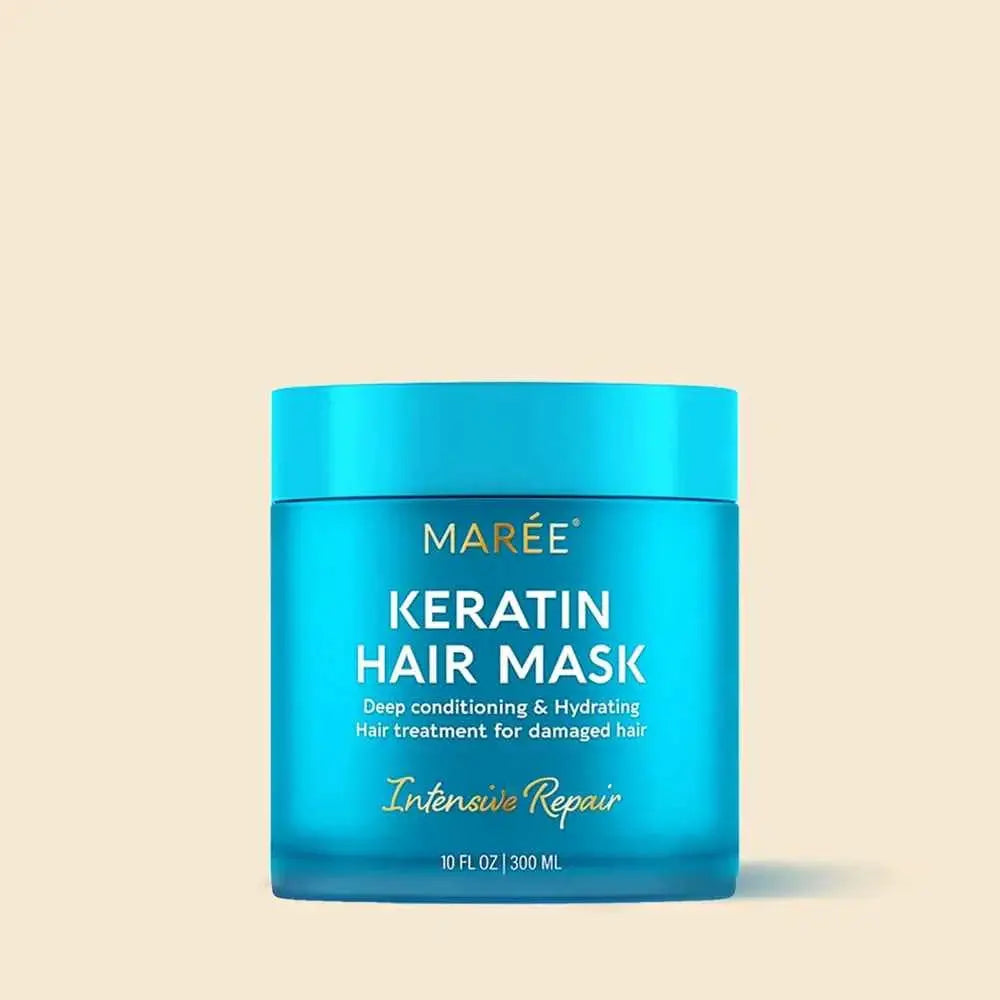 Keratin Hair Mask Maree blue jar, 10 oz, intensive repair.