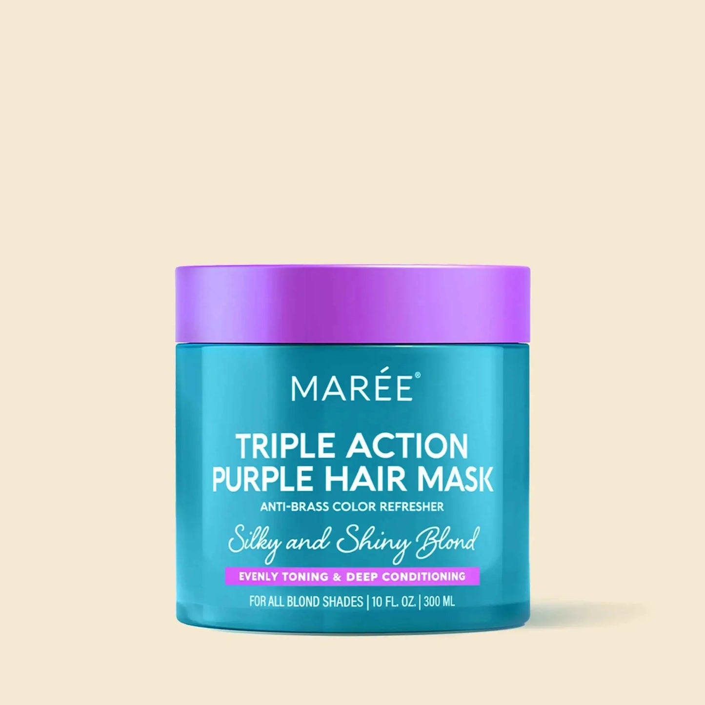 Purple Hair Mask by MARÉE, triple-action anti-brass color refresher for blonde hair