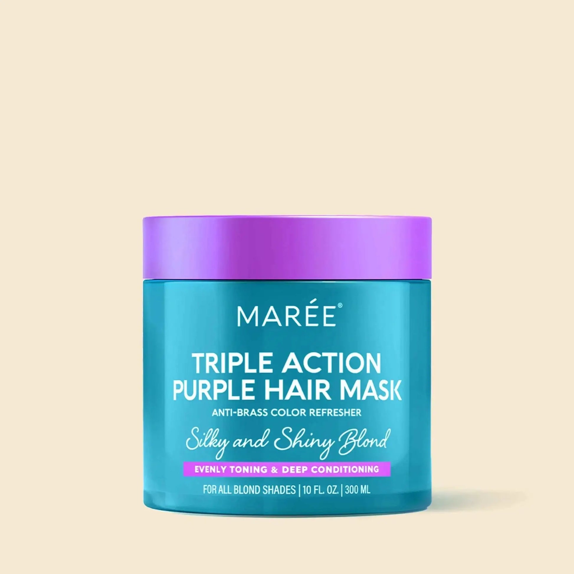 Purple Hair Mask by MARÉE, triple-action anti-brass color refresher for blonde hair