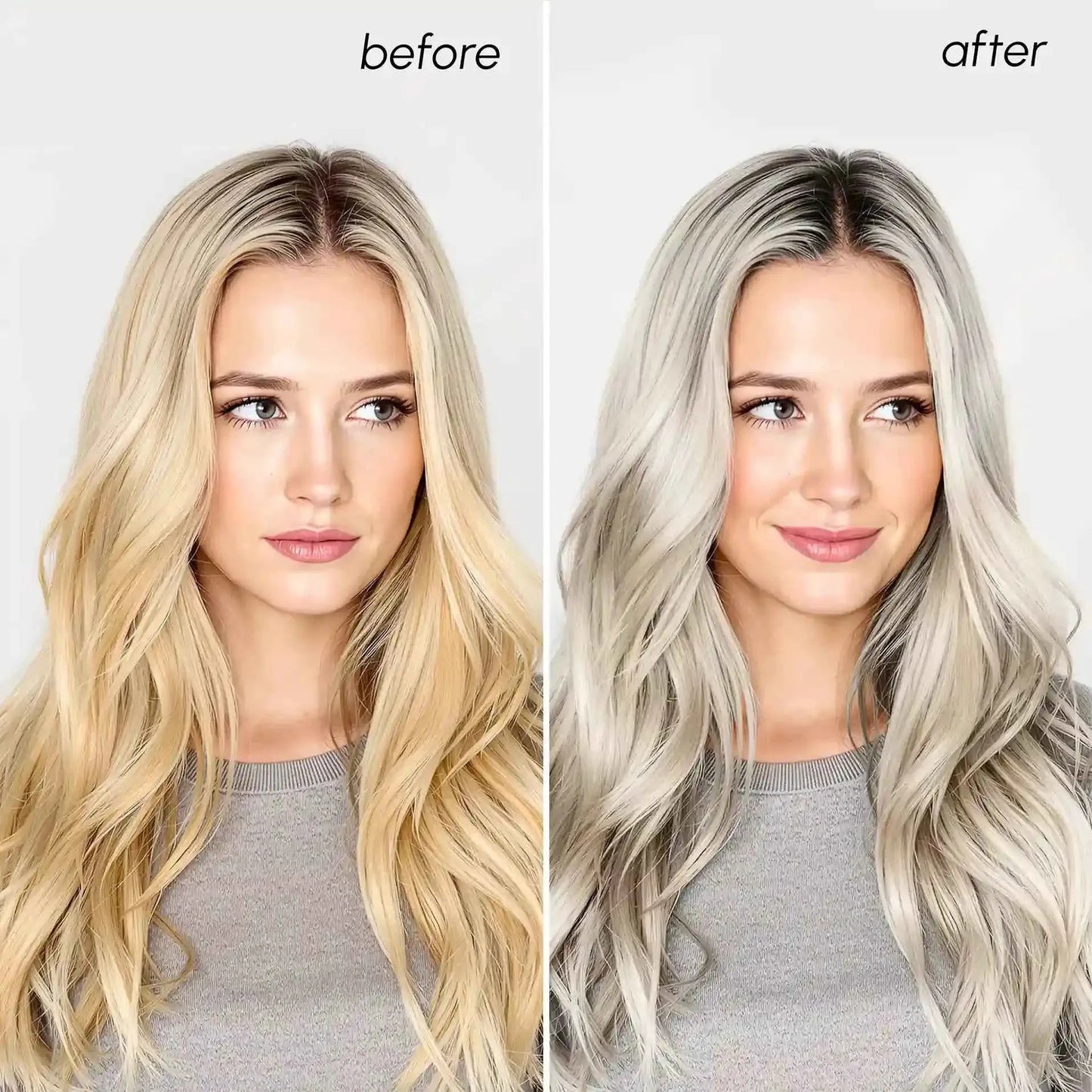 RadiantRoots Purple Mask for Blonde Hair before and after color transformation