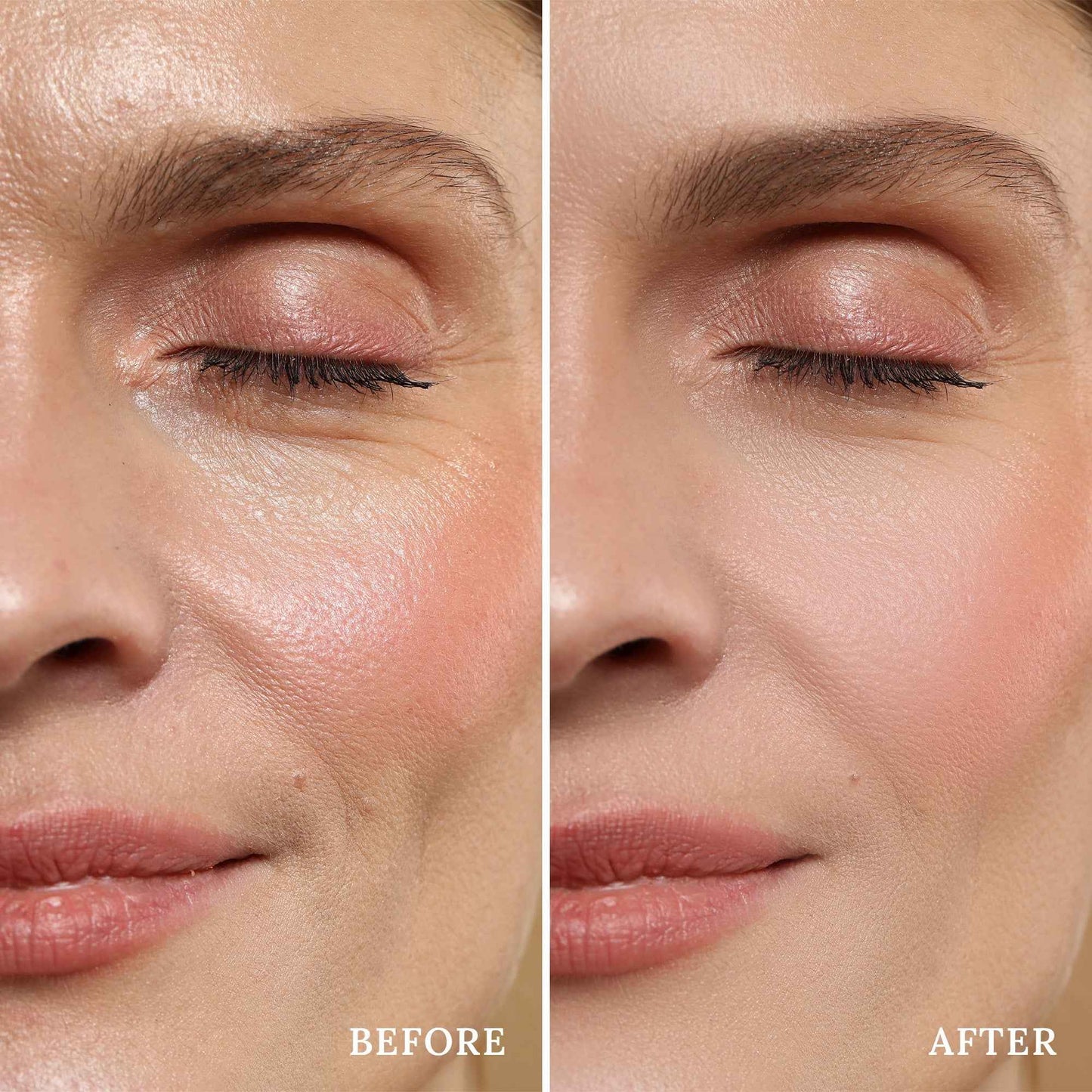 Velvet Mineral Powderset by AmazingCosmetics — face powder; before and after close-up skin